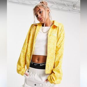 NWT Nike Sport Daisy woven full-zip floral print jacket in mustard